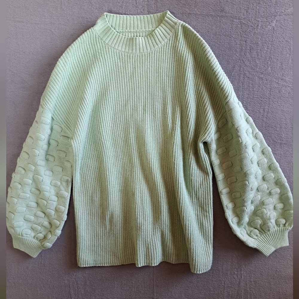 XL mint green large sleeve knit sweater